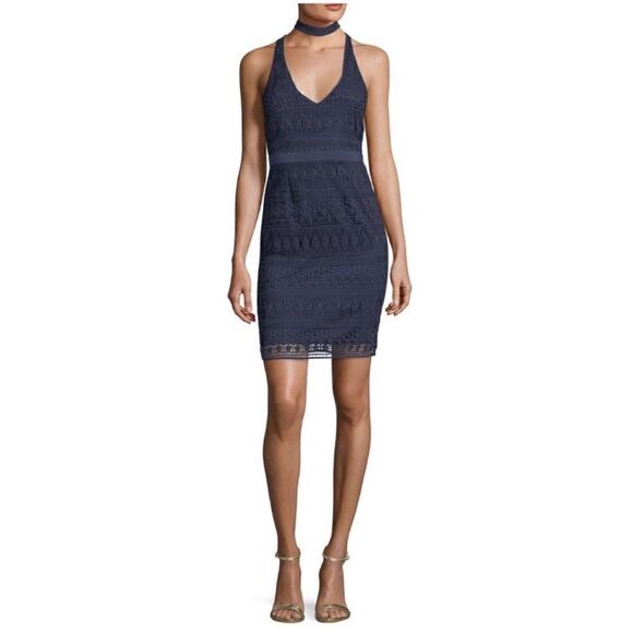 NWT Revolve Likely Navy Lace Drew Sleeveless V-Neck Choker Mini Dress, Size 4 - Picture 5 of 16